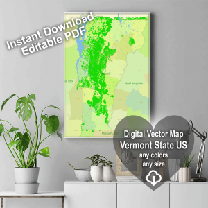 Vermont State US editable layered PDF Vector Map