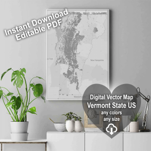 Vermont State US editable layered PDF Vector Map