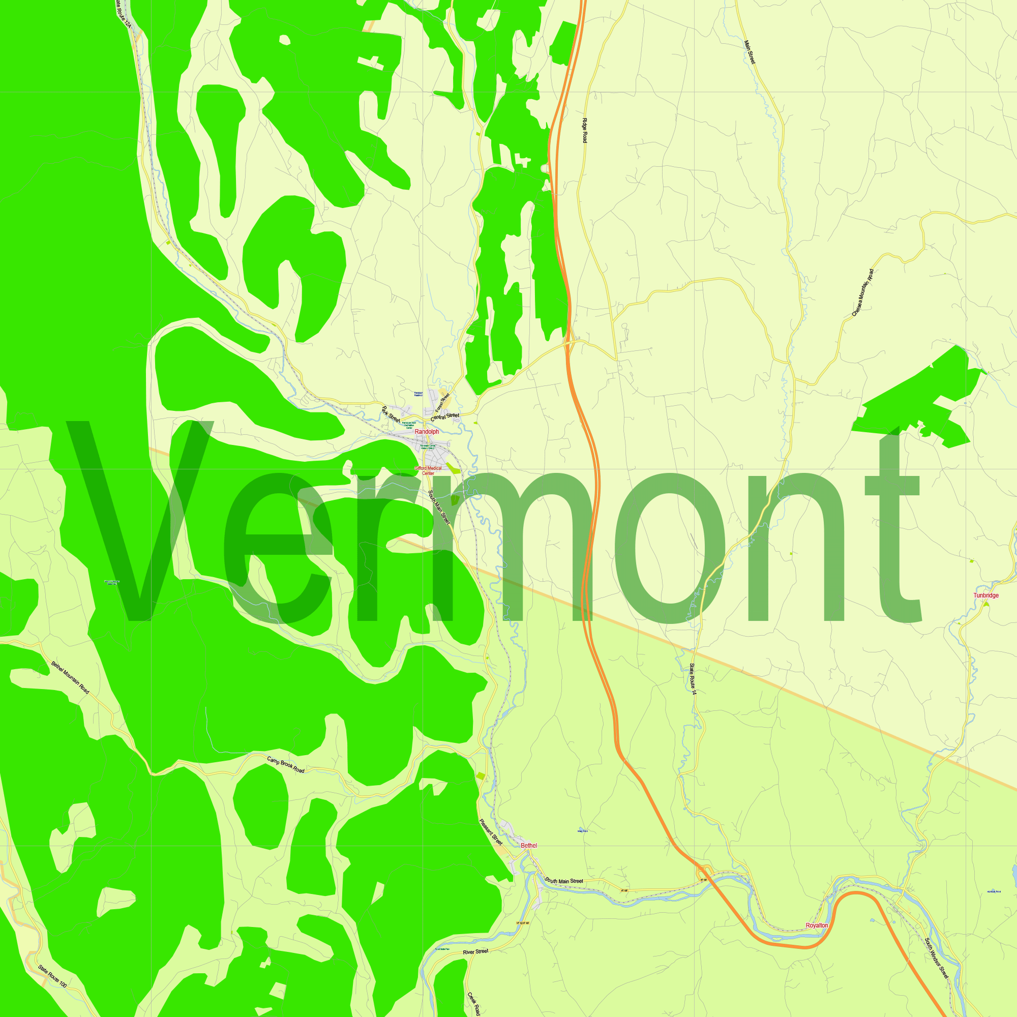 Vermont State Us Editable Layered Pdf Vector Map