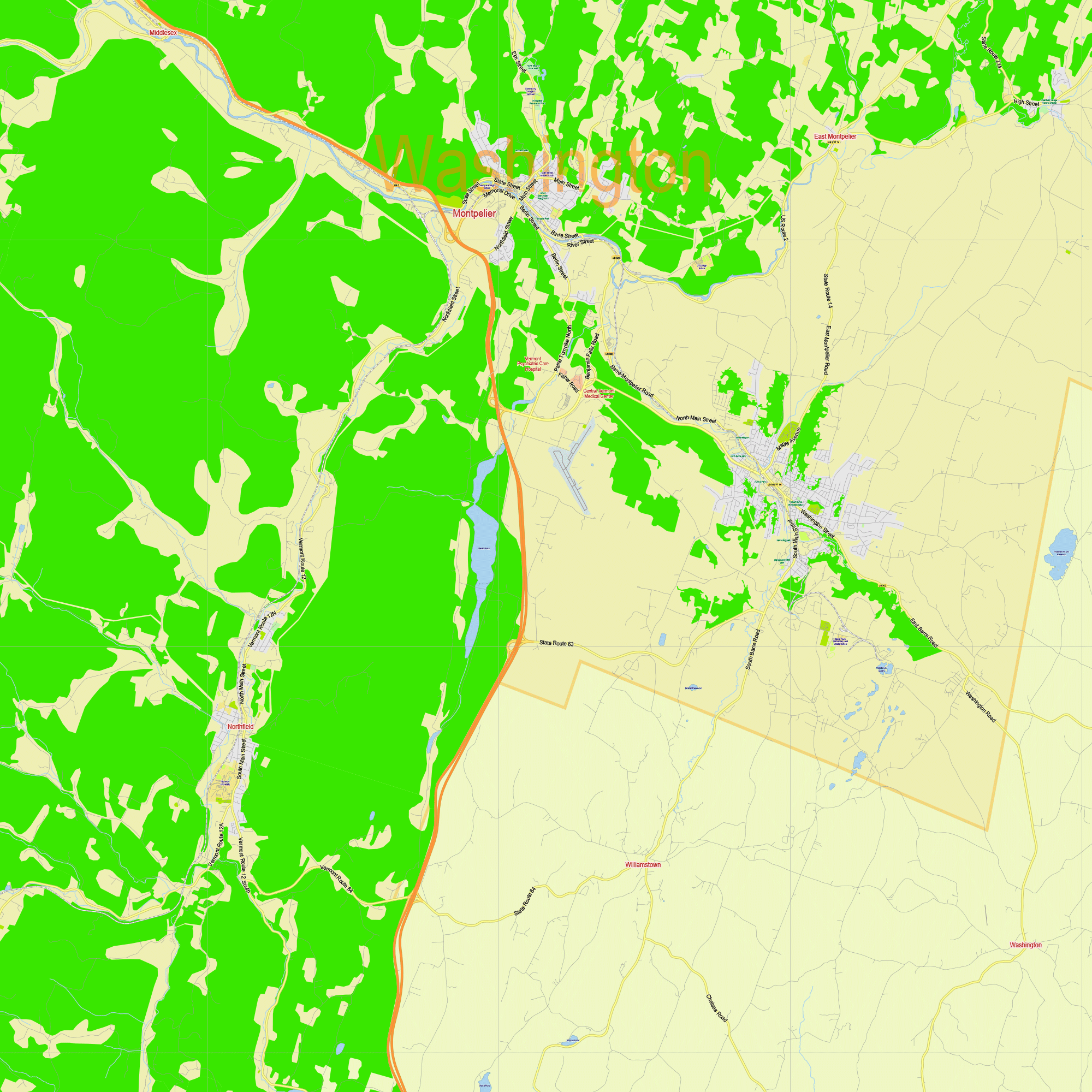 Vermont State Us Editable Layered Pdf Vector Map