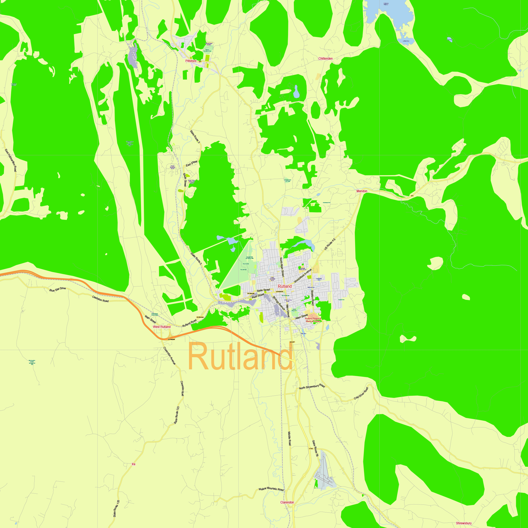Vermont State Us Editable Layered Pdf Vector Map