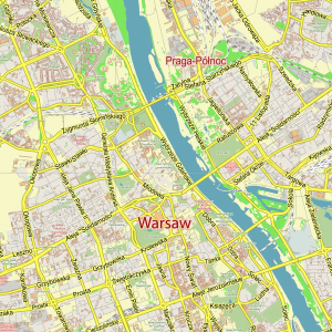 Warsaw Poland editable layered PDF Vector Map
