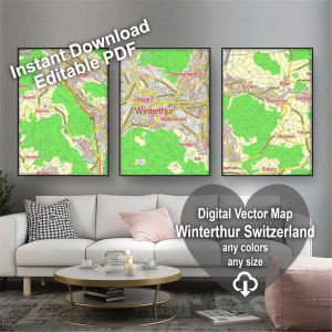 Winterthur Switzerland editable layered PDF Vector Map