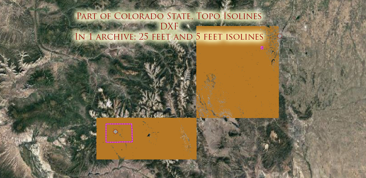 Colorado State Part Topo Vector Map Exact High Detailed Isolines 5 and 5 feet dimensions AutoCAD DXF