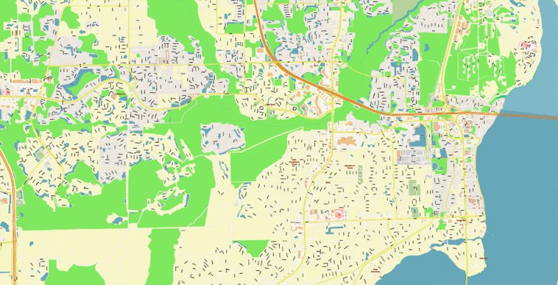 Jacksonville Florida US City Vector Map Exact High Detailed Urban Plan editable Adobe Illustrator Street Map in layers