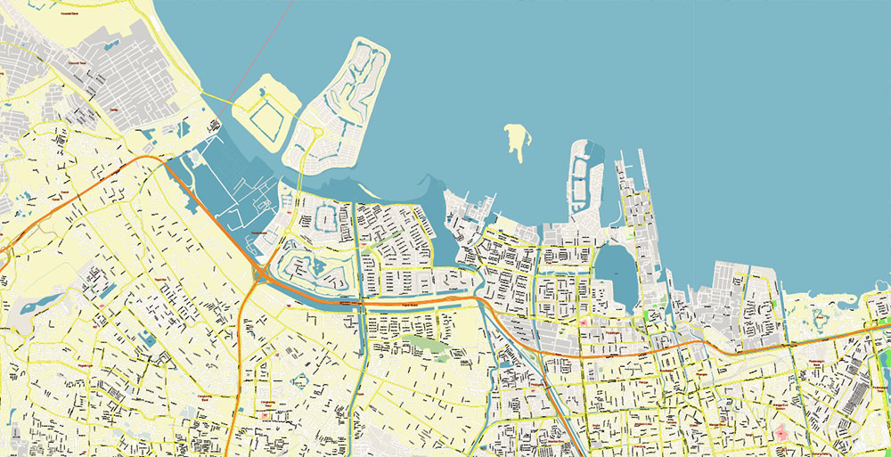 Jakarta Indonesia PDF Vector Map: Exact High Detailed City Plan editable Adobe PDF Street Map in layers