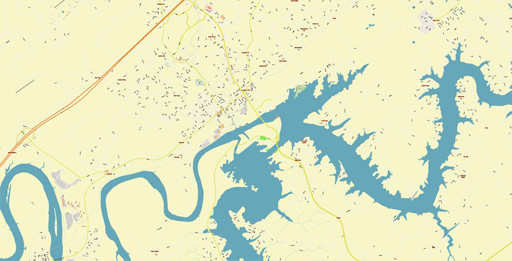Knoxville + Oak Ridge Tennessee US PDF Vector Map: Exact High Detailed City Plan editable Adobe PDF Street Map in layers