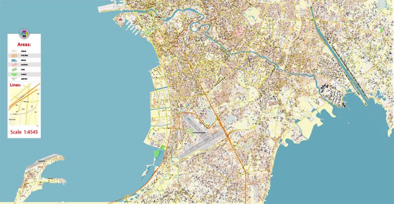 Manila Philippines Map Vector Exact High Detailed City Plan editable Adobe Illustrator Street Map in layers