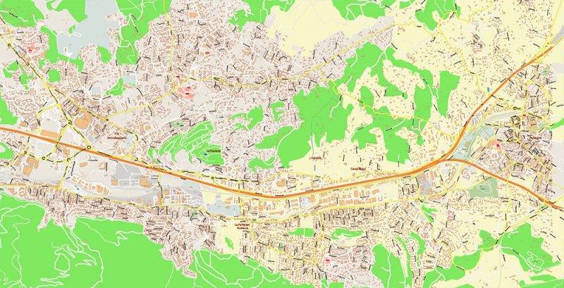 Marseille France City Vector Map Exact High Detailed Urban Plan editable Adobe Illustrator Street Map in layers