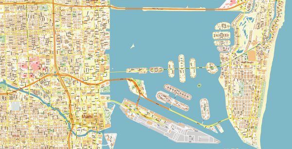 Miami Florida US Map Vector Exact High Detailed City Plan Editable Miami Florida Us Map Vector Gvl17b Ai 10 Ai Pdf 14 600x308