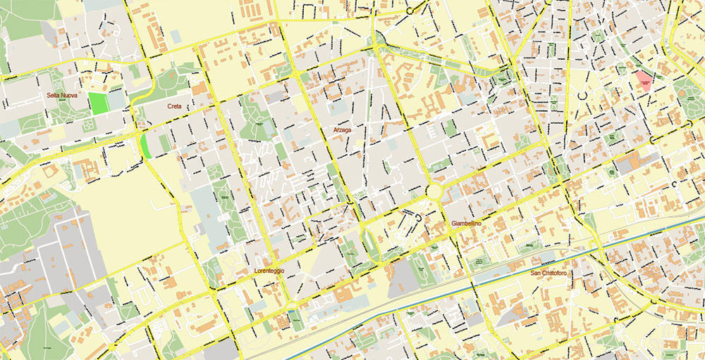 Milan / Milano Italy City Vector Map Exact High Detailed Urban Plan editable Adobe Illustrator Street Map in layers