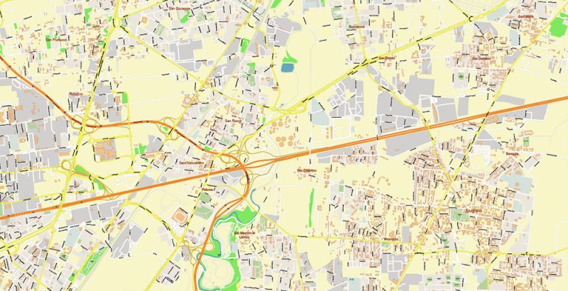 Milan / Milano Italy City Vector Map Exact High Detailed Urban Plan editable Adobe Illustrator Street Map in layers