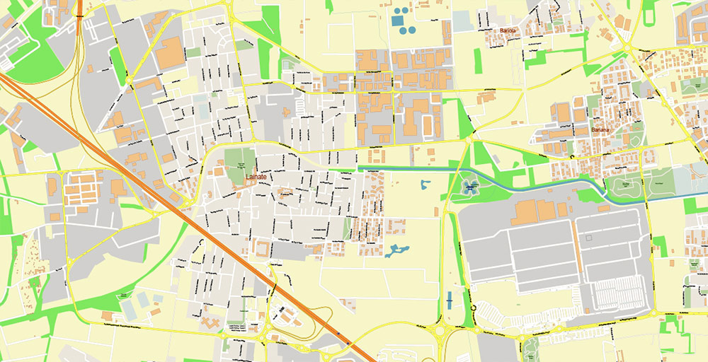 Milan / Milano Italy City Vector Map PDF: Exact High Detailed Urban Plan editable Adobe PDF Street Map in layers