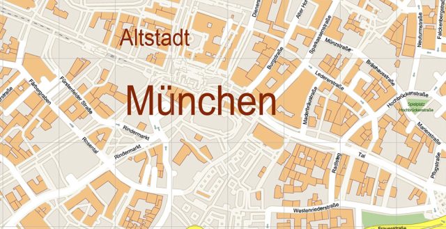 München Mapi Munich Munchen Germany Map Vector Exact High Detailed City Plan ...