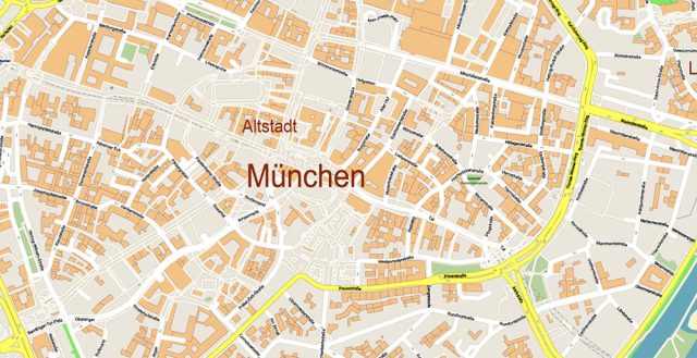 München Mapi Munich Munchen Germany Map Vector Exact High Detailed City Plan ...