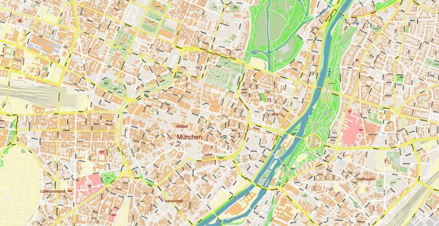 München Mapi Munich Munchen Germany Map Vector Exact High Detailed City Plan ...