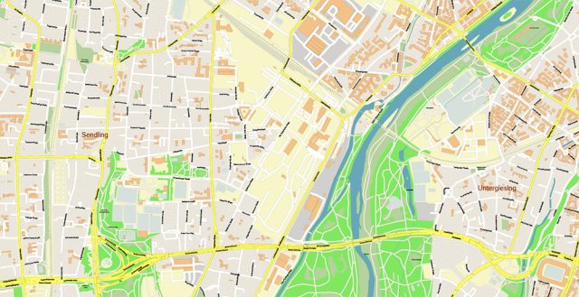 München Mapi Munich Munchen Germany Map Vector Exact High Detailed City Plan ...