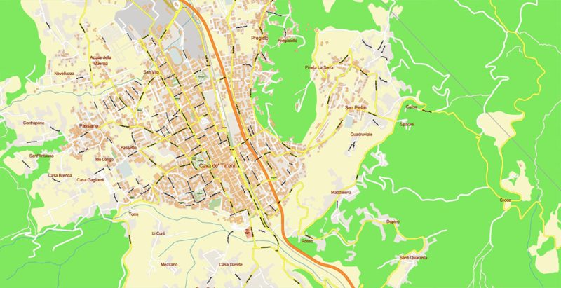 Naples Napoli Italy Map Vector Exact High Detailed City Plan editable Adobe Illustrator Street Map in layers