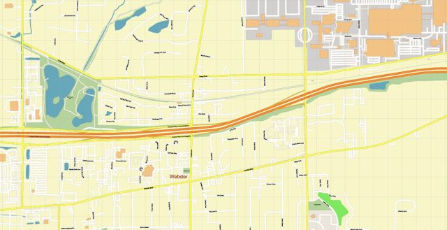 Rochester New York US PDF Vector Map: Exact High Detailed City Plan ...