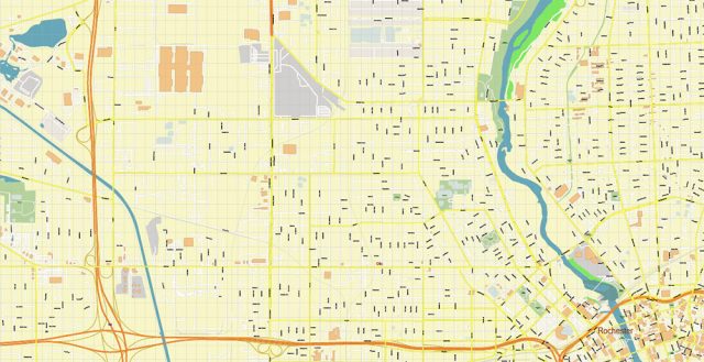 Rochester New York US PDF Vector Map: Exact High Detailed City Plan ...