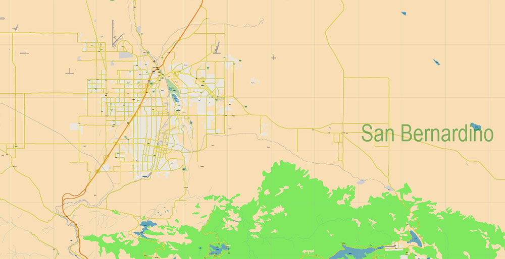 Southern California US PDF Vector Map: Exact Detailed Region Plan editable Adobe PDF Street Road Map in layers