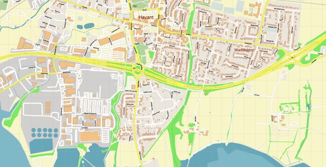 Southampton + Portsmouth UK Map Vector Exact High Detailed City Plan ...