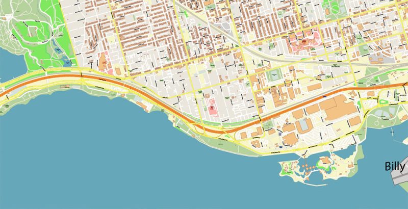 Toronto Canada Map Vector Exact High Detailed City Plan editable Adobe Illustrator Street Map in layers