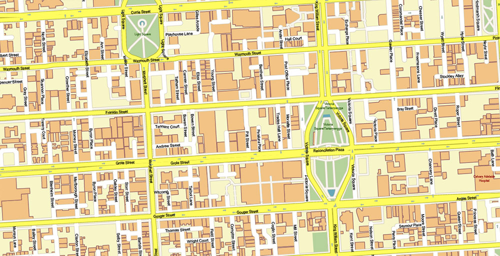 Adelaide Australia City Vector Map PDF: Exact High Detailed Urban Plan editable Adobe PDF Street Map in layers