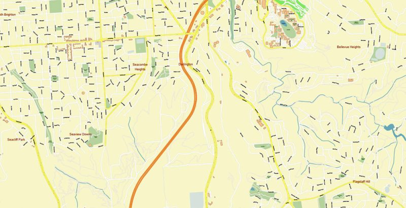 Adelaide Australia City Vector Map Exact High Detailed Urban Plan editable Adobe Illustrator Street Map in layers