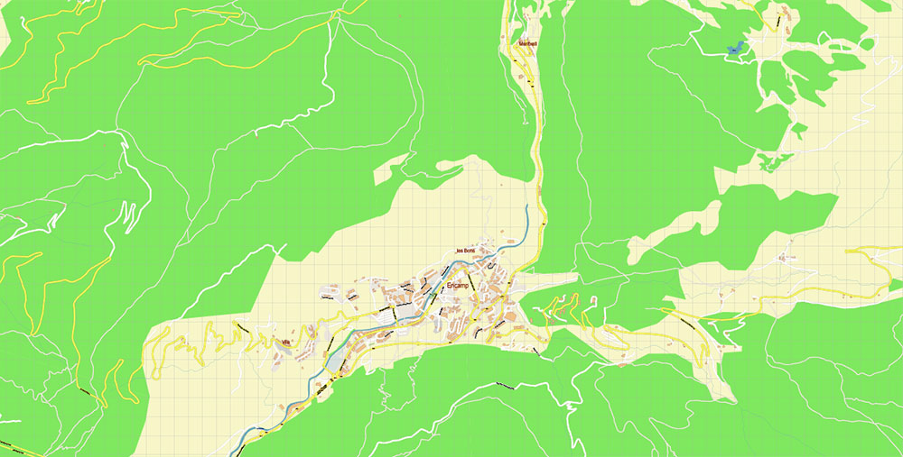 Andorra Full Country PDF City Vector Map Exact High Detailed Urban Plan editable Adobe PDF Street Map in layers
