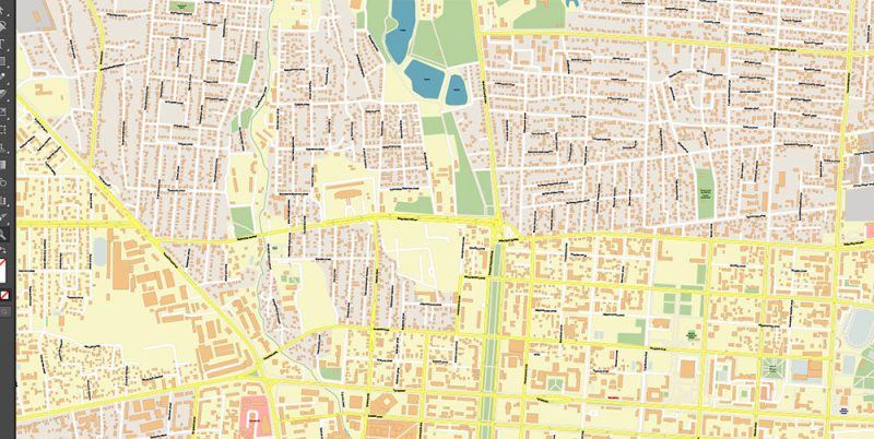Bishkek Kyrgyzstan City Vector Map Exact High Detailed Urban Plan editable Adobe Illustrator Street Map in layers