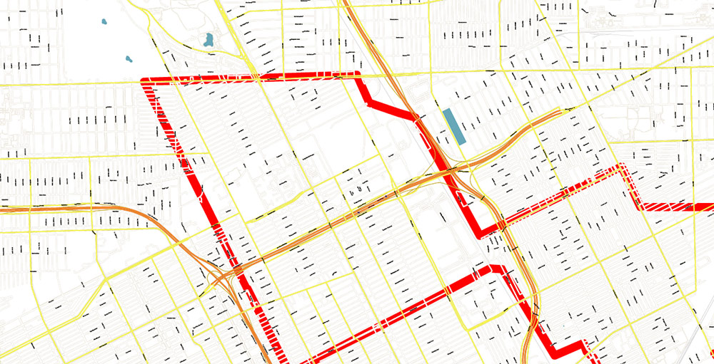 Detroit Michigan US (SP. Edition) PDF: City Vector Map Exact High Detailed Urban Plan editable Adobe PDF Street Map in layers