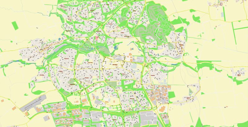 Edinburgh Scotland UK City Vector Map Exact High Detailed editable Adobe Illustrator Street Map in layers