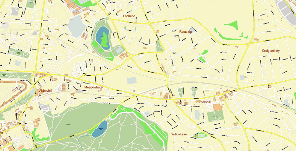 Edinburgh Scotland UK PDF City Vector Map Exact High Detailed editable Adobe PDF Street Map in layers