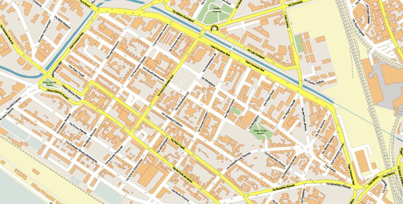 Florence Firenze Italy City Vector Map Exact High Detailed editable Adobe Illustrator Street Map in layers