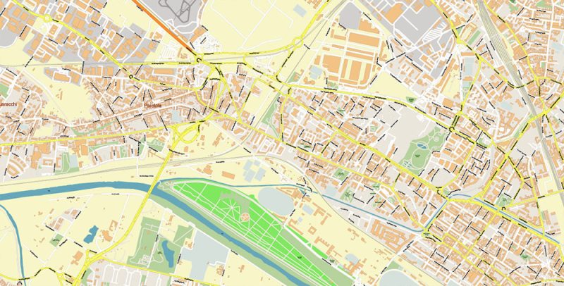 Florence Firenze Italy City Vector Map Exact High Detailed editable Adobe Illustrator Street Map in layers