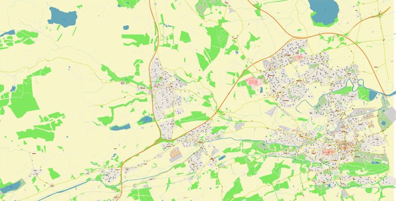 Glasgow Scotland UK City Vector Map Exact High Detailed editable Adobe Illustrator Street Map in layers