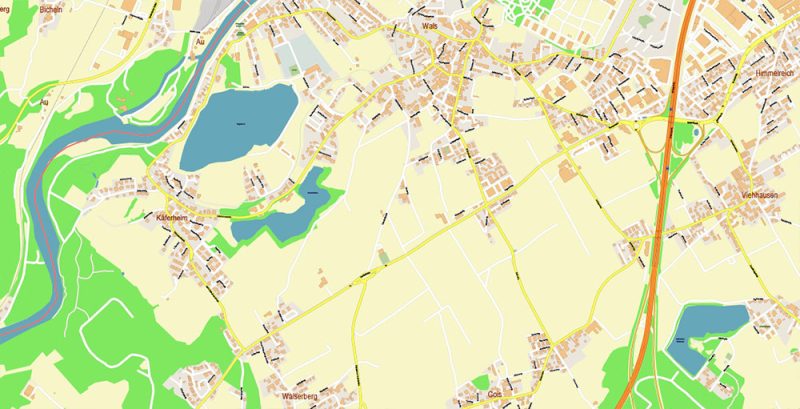 Salzburg Austria City Vector Map Exact High Detailed editable Adobe Illustrator Street Map in layers