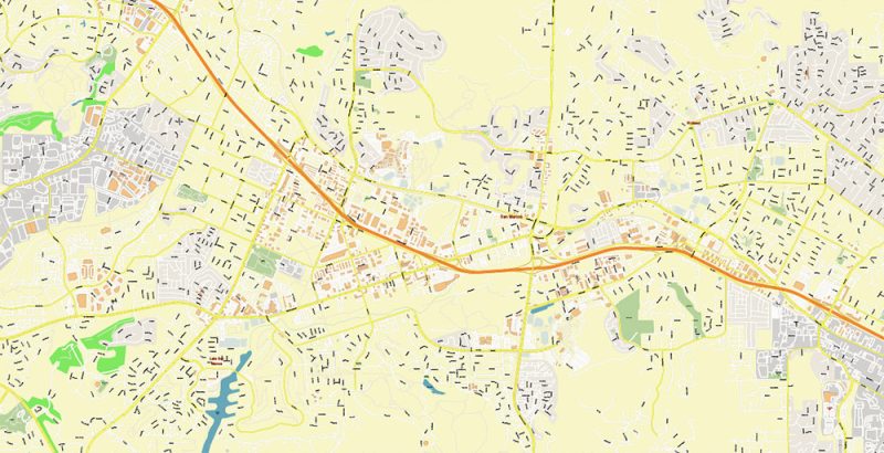 San Diego California US City Vector Map Exact High Detailed Urban Plan editable Adobe Illustrator Street Map in layers
