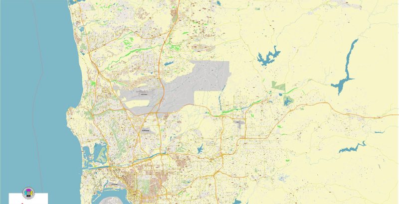 San Diego California US City Vector Map Exact High Detailed Urban Plan editable Adobe Illustrator Street Map in layers