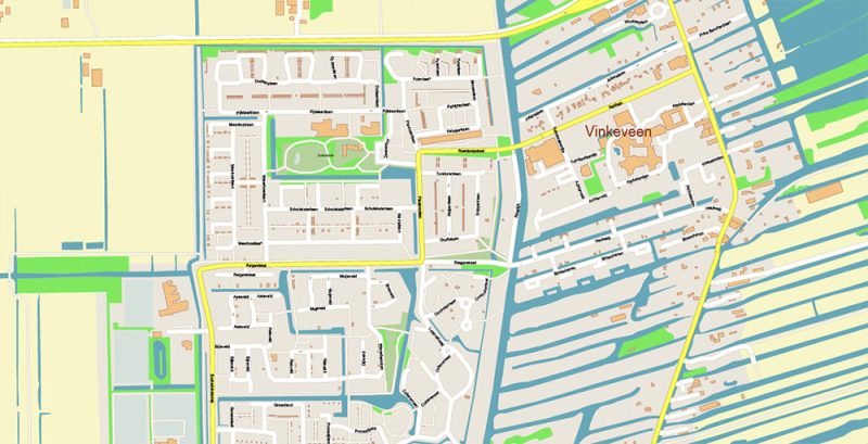 Utrecht Netherlands City Vector Map Exact High Detailed editable Adobe Illustrator Street Map in layers