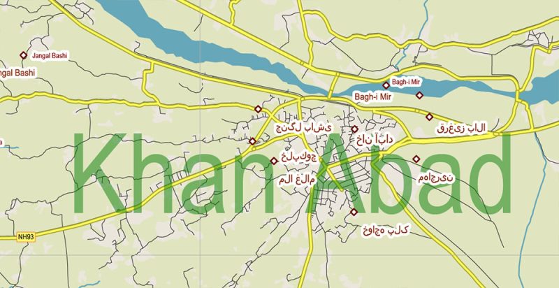 Afghanistan Full Map Vector Exact High Detailed: All Roads All Cities + Admin areas editable Adobe Illustrator Road Map in layers