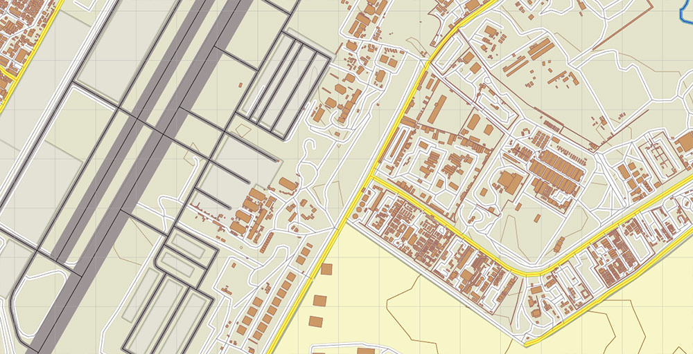 Bagram Air Force Base Afghanistan City Vector Map Exact High Detailed editable Adobe Illustrator Street Map in layers