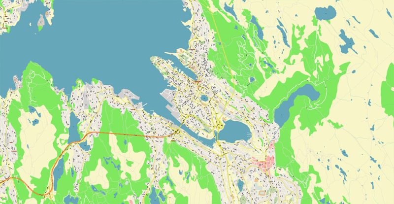 Bergen Norway City Vector Map Exact High Detailed editable Adobe Illustrator Street Map in layers