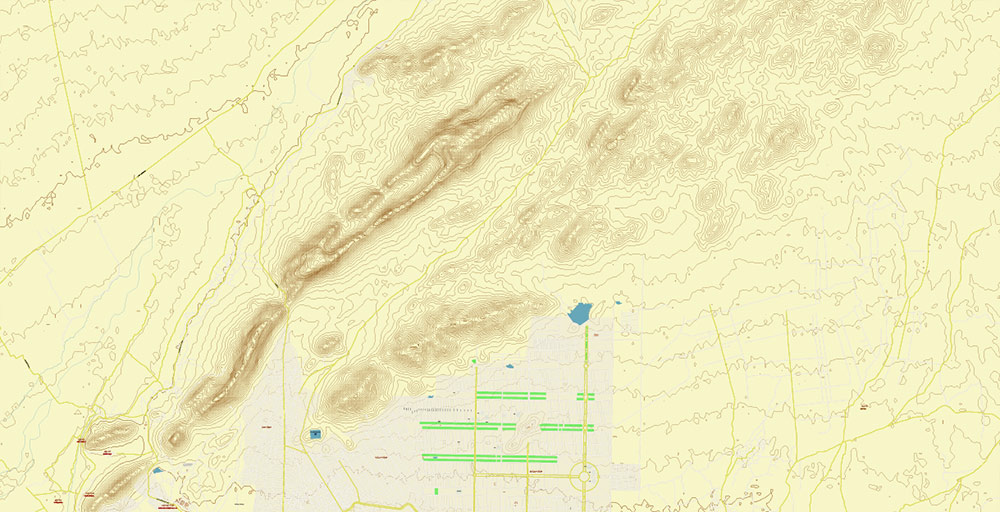 Kandahar Afghanistan City Vector Map Exact High Detailed editable Adobe Illustrator Street Map + Relief Topo in layers