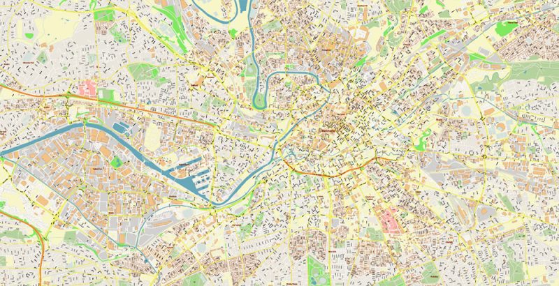 Manchester UK City Vector Map Exact High Detailed editable Adobe Illustrator Street Map in layers