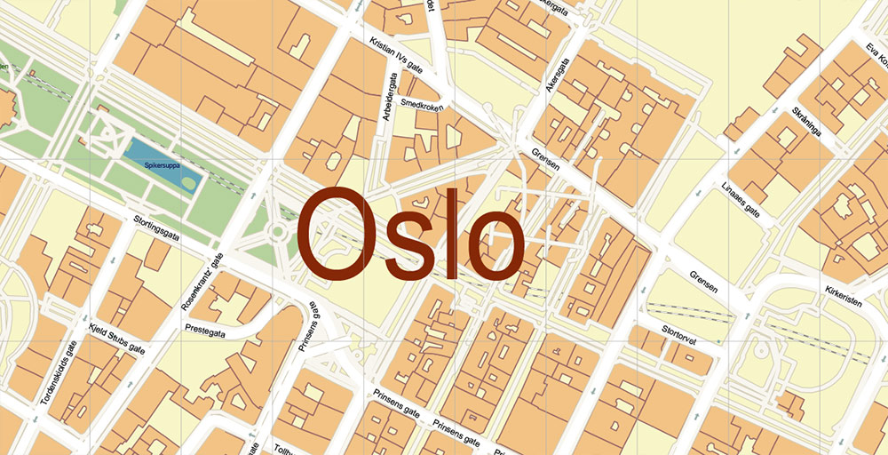Oslo Norway PDF City Vector Map Exact High Detailed editable Adobe PDF Street Map in layers