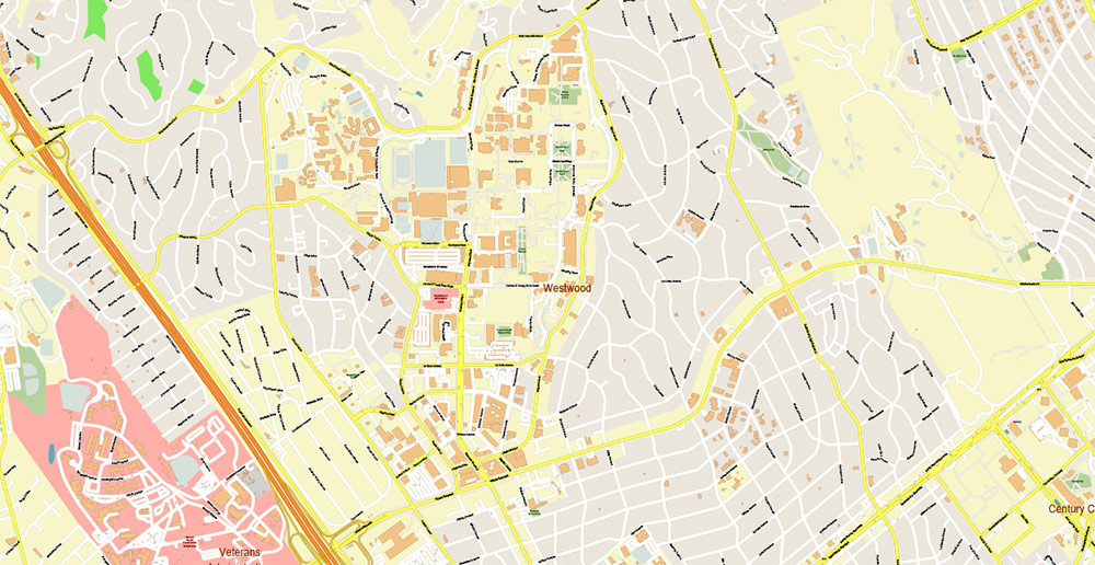 Santa Monica California US City Vector Map Exact High Detailed editable Adobe Illustrator Street Map in layers