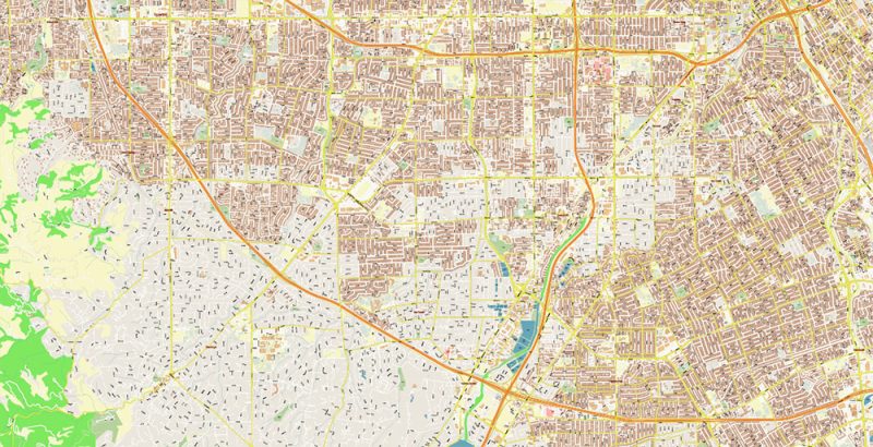 Silicon Valley California US City Vector Map Exact High Detailed editable Adobe Illustrator Street Map in layers