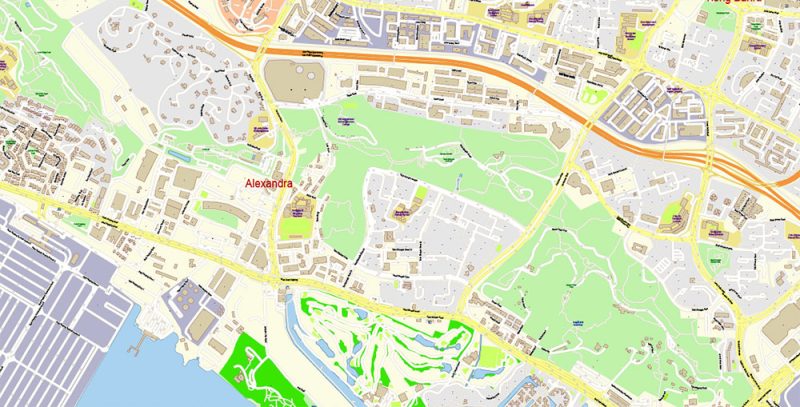 Singapore all Postcodes City Vector Map Exact High Detailed editable Adobe Illustrator Street Map in layers